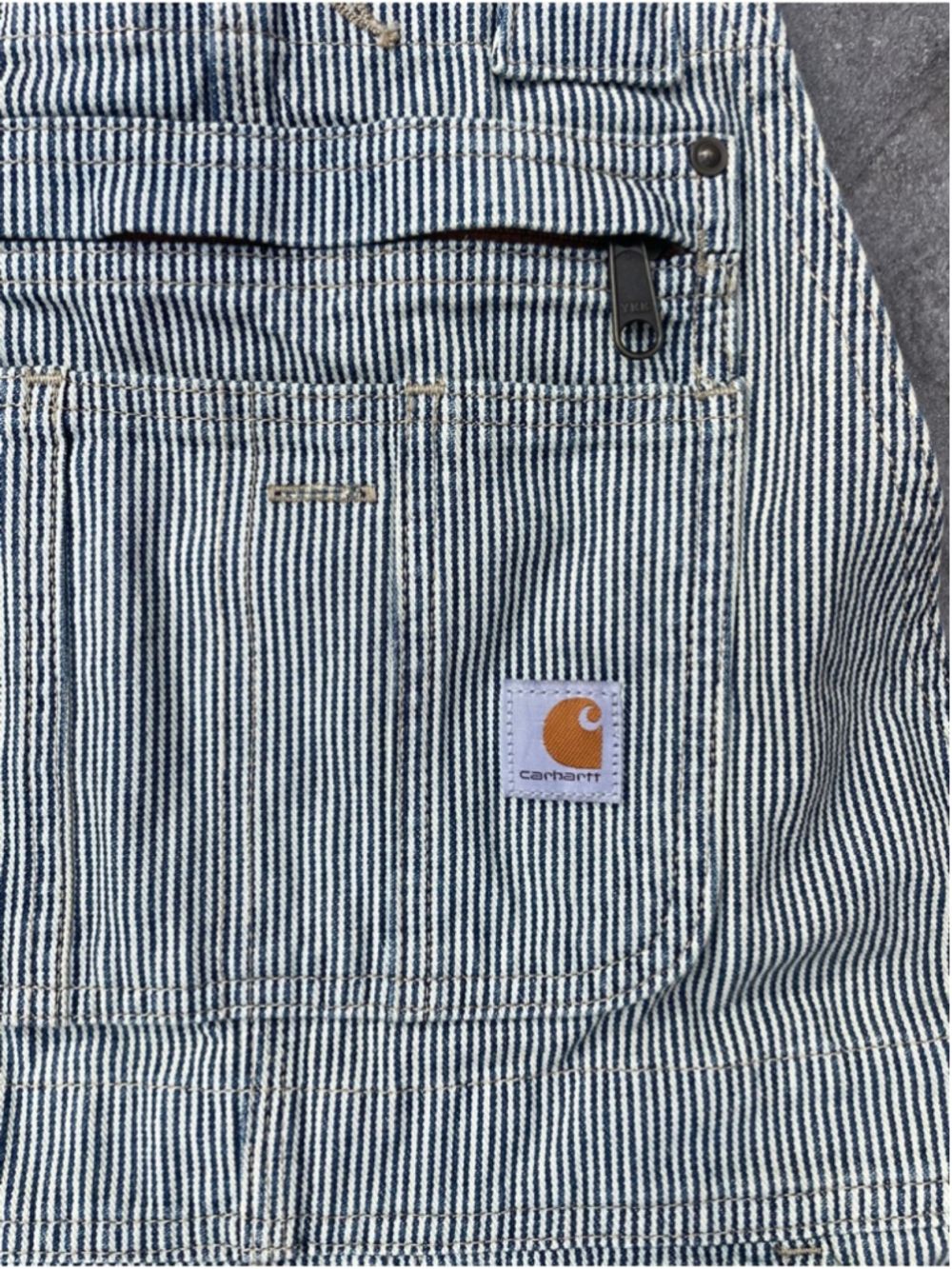 Carhartt Railroad Stripe Overalls Blue White Denim Utility Workwear S 4 6 - Picture 4 of 10